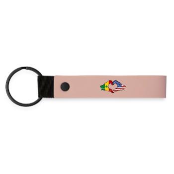 Senegal USA Flagge Hände Herzform used - Matte PU Schlüsselanhänger - Rosa - Vorne