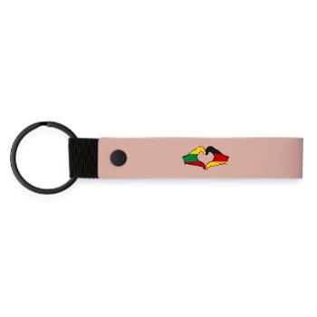 Litauen Deutschland Flagge Hände Herzform - Matte PU Schlüsselanhänger - Rosa - Vorne