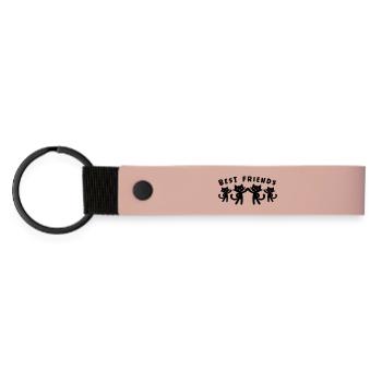 Beste Freunde Katzen - Matte PU Schlüsselanhänger - Rosa - Vorne