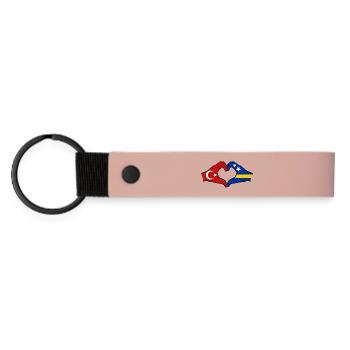 Turkey Curacao Flag Hands Heart Shape - Matte Pu Keyring - pink - Front