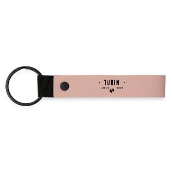 Turin, Italien Koordinaten GPS-Globus - Matte PU Schlüsselanhänger - Rosa - Vorne