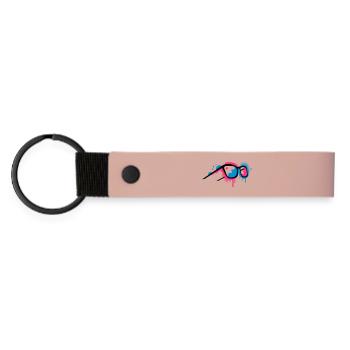 3D Brille im Graffiti Stil - Matte PU Schlüsselanhänger - Rosa - Vorne