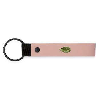 Leaf Structure Olive Green Pattern - Matte Pu Keyring - pink - Front