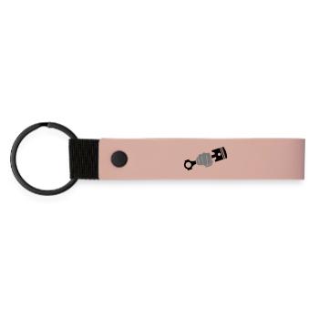 Faust hält Motor Kolben - Matte PU Schlüsselanhänger - Rosa - Vorne