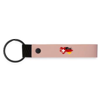 Suisse Allemagne Drapeau utilisé coeur - Porte-clés en PU mat - rose - Devant