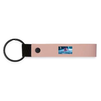 Chat astronaute - Porte-clés en PU mat - rose - Devant