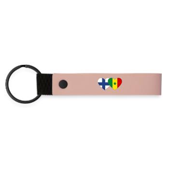 Finnland Senegal Flagge Herz - Matte PU Schlüsselanhänger - Rosa - Vorne
