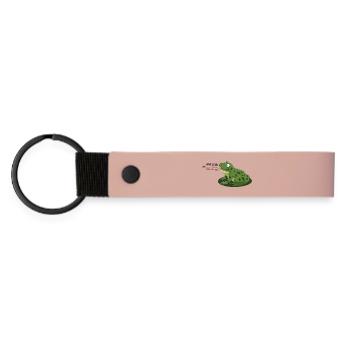 Hab dich - ganz doll lieb – Frosch Cartoon - Matte PU Schlüsselanhänger - Rosa - Vorne
