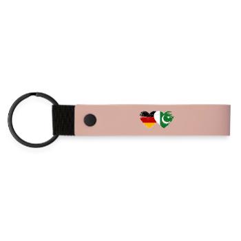 Germany Pakistan Flag Heart Used - Matte Pu Keyring - pink - Front