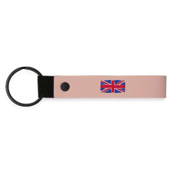 Grunge Union Jack Flag Art - Matte Pu Keyring - pink - Front