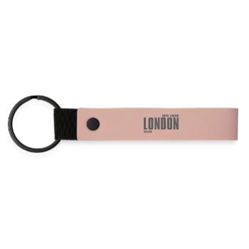 London Strong Block Font - Matte Pu Keyring - pink - Front