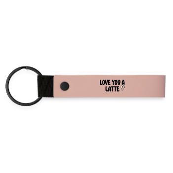 Love You A Latte – Kaffee Wortspiel - Matte PU Schlüsselanhänger - Rosa - Vorne