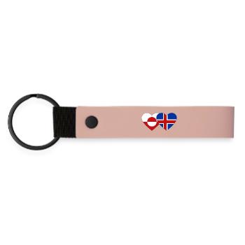 Greenland Denmark Flag Heart - Matte Pu Keyring - pink - Front