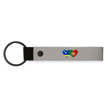 Curaçao_Portugal_Flagge_Herz - Matte Pu Keyring - light grey - Front