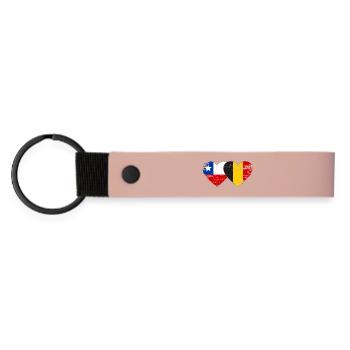 Chile Belgium Flag Heart - Matte Pu Keyring - pink - Front