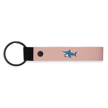 Blue Cartoon Shark Adventure - Matte Pu Keyring - pink - Front