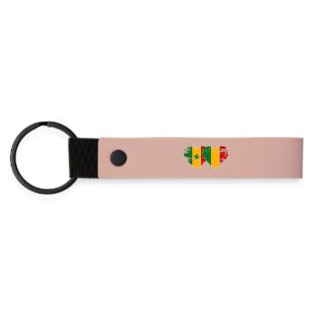 Senegal_Mali_Flagge_Herz_used - Matte PU Schlüsselanhänger - Rosa - Vorne