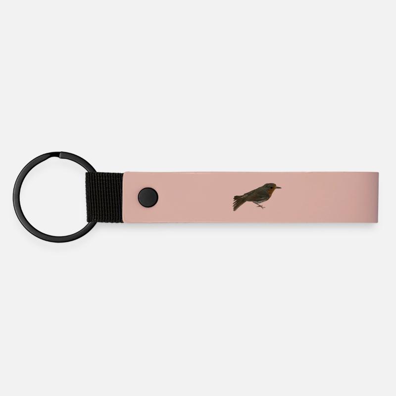 Rotkehlchen - Matte PU Schlüsselanhänger - Rosa