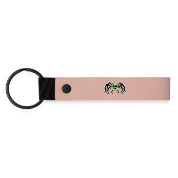 Cute Spider Cartoon – Cute Insect Animal Motif - Matte Pu Keyring - pink - Front