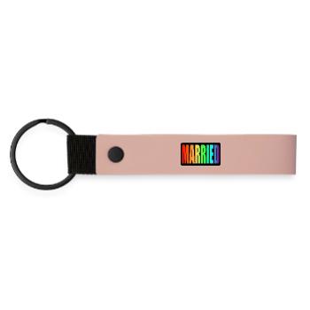 RAINBOW - VERHEIRATET LGBTQ - WEDDING PRIDE - Matte PU Schlüsselanhänger - Rosa - Vorne