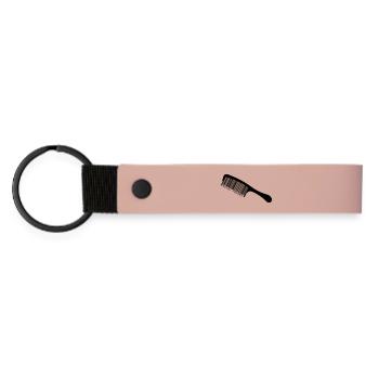 Illustrationskamm mit Barcode - Matte PU Schlüsselanhänger - Rosa - Vorne