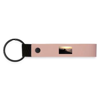 Dog on the beach sunset - Matte Pu Keyring - pink - Front