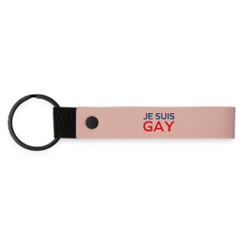 Ich bin schwul - Matte PU Schlüsselanhänger - Rosa - Vorne