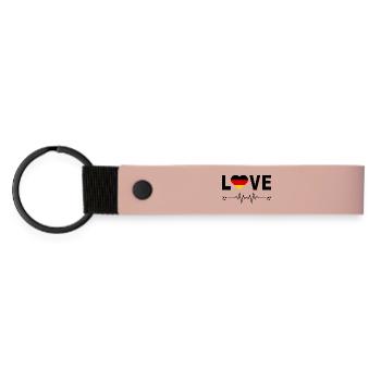Deutschland Flagge Fußball-Liebe WM LOVE - Matte PU Schlüsselanhänger - Rosa - Vorne