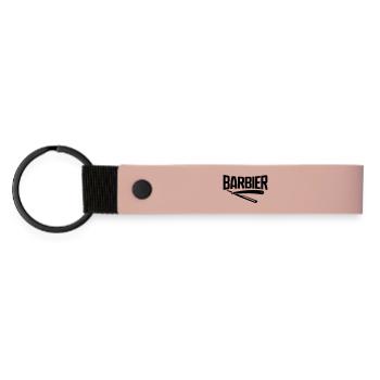 barbier barbier viking bart barbe coiffeur autocollant - Porte-clés en PU mat - rose - Devant