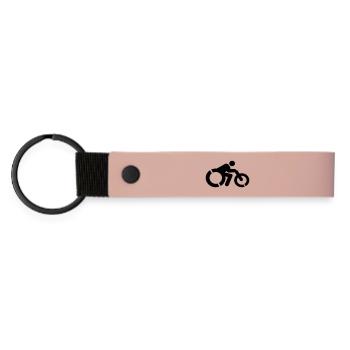 Wheelchair user with a handbike # - Matte Pu Keyring - pink - Front