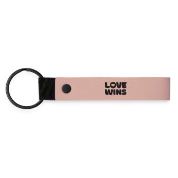Mois de la fierté LGBTQ - L’amour gagne - Porte-clés en PU mat - rose - Devant