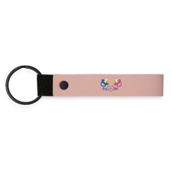 Cœur de garçon ou fille Imprimé pour bébé - Porte-clés en PU mat - rose - Devant