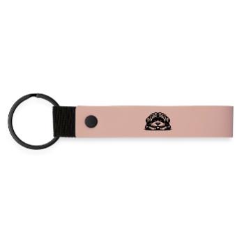 Bolonka Zwetna Kopf mit Pfoten - Matte PU Schlüsselanhänger - Rosa - Vorne