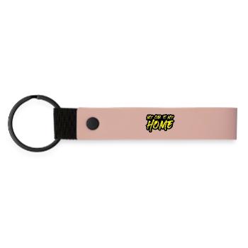 Camping Auto Leben im Auto wohnen - Matte PU Schlüsselanhänger - Rosa - Vorne
