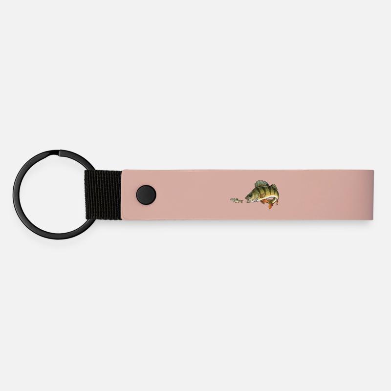 Perch hunts fish - Matte Pu Keyring - pink
