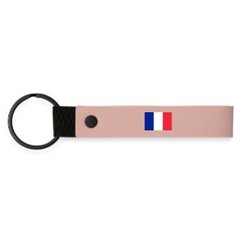 drapeau autocollant du drapeau de la France - Porte-clés en PU mat - rose - Devant