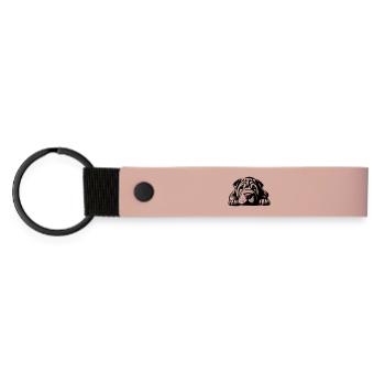 Shar Pei Head with Paws - Matte Pu Keyring - pink - Front