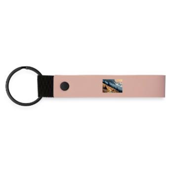 Mountain Landscape Illustration Poster - Matte Pu Keyring - pink - Front