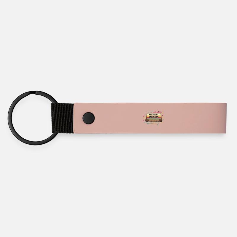 Retro Mixtape NeonNotes - Matte PU Schlüsselanhänger - Rosa
