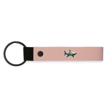 Montagne, requin, poisson, paysage, silhouette, soleil, nature - Porte-clés en PU mat - rose - Devant