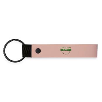 Cagliari Italien Grünes Logo - Matte PU Schlüsselanhänger - Rosa - Vorne