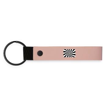 Hypnotische Schwarz-Weiß-Spirale - Matte PU Schlüsselanhänger - Rosa - Vorne