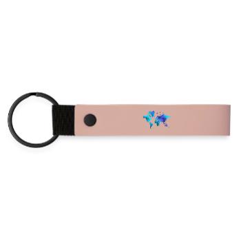 World Map Blue Dreams - Matte Pu Keyring - pink - Front