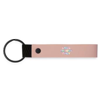 Good Energy Only Pastell Design - Matte PU Schlüsselanhänger - Rosa - Vorne