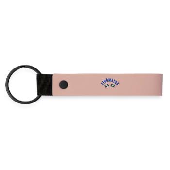Schwedische Strömstad-Flaggen in Kreuzen - Matte PU Schlüsselanhänger - Rosa - Vorne