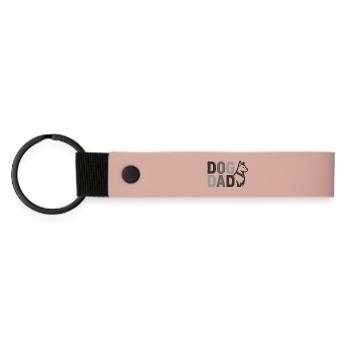 Dog Dad Silhouette – Dog Dad Graphic - Matte Pu Keyring - pink - Front