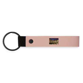 Night view of the dike road on the Nikolaifleet - Matte Pu Keyring - pink - Front