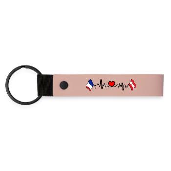 Cardio coeur avec drapeau France drapeau autriche - Porte-clés en PU mat - rose - Devant