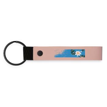 Blaue Seerose auf dem Wasser - Matte PU Schlüsselanhänger - Rosa - Vorne