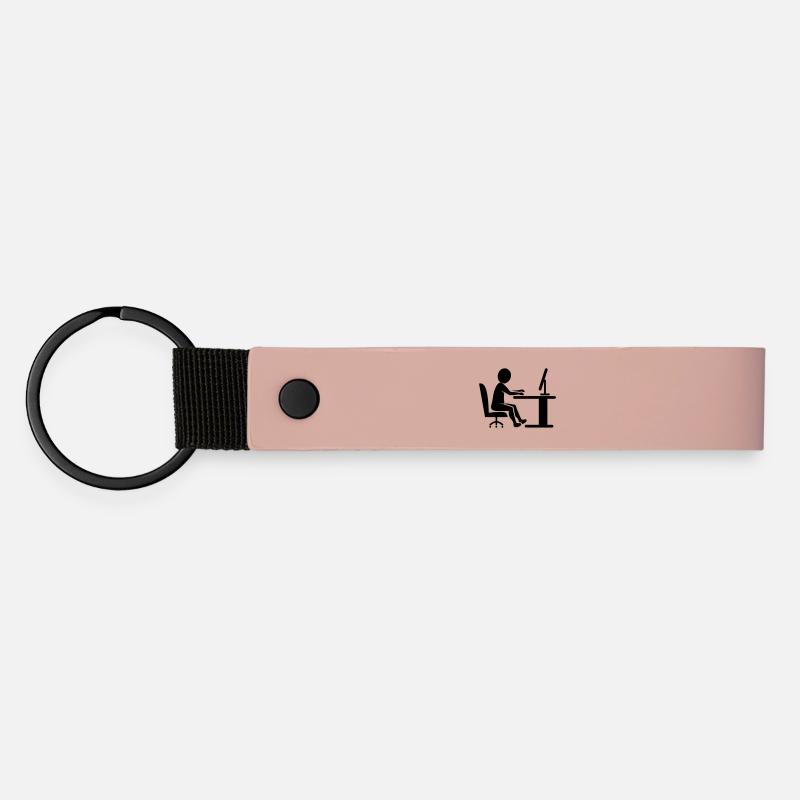 Icon desk work / black and white - Matte Pu Keyring - pink
